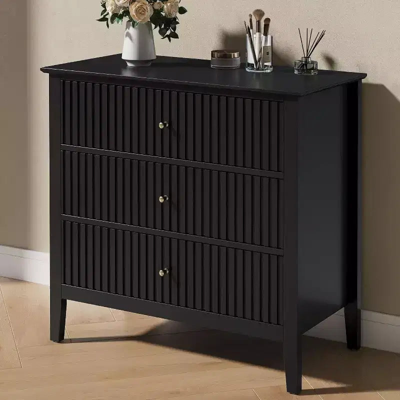 Heynemo 3 Drawer Dresser, Painted 30 Inch Tall Wood Nightstand with Storage, Wide Modern Chest of Drawers with Ball Bearing Slide