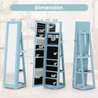 Costway Armoire à bijoux rotative à 360° 2-en-1 Organiseur miroir verrouillable Blanc/Noir/Marron foncé/Gris/Bleu/Rose/Violet/Gris foncé