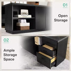 Bureau de direction en L Lantine Modern 78 avec tiroirs et classeur latéral