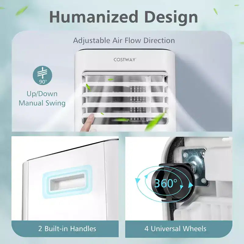 Climatiseur portable Costway 10000 BTU 3-en-1 refroidisseur d'air avec ventilateur déshumidificateur mode veille