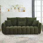 GDFStudio Alanna 79.5 Modern Teddy Fabric Upholstered 3-Seater Sofa with Pillows