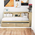 White / Wood Twin Size Daybed with Storage Drawers, Cabinets & USB Ports 窶・1 Person