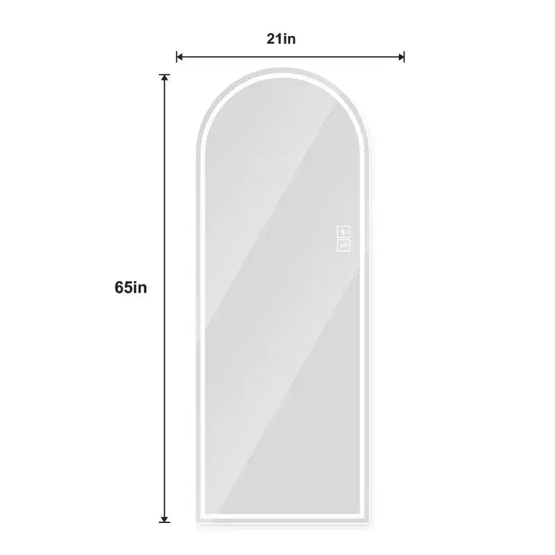 Modern Arched LED Full-Length Vanity Mirror, Dimmable Lights, Standing or Wall-Mounted Mirror for Bedroom, Makeup, Dressing Room-Panipeachy