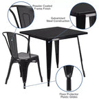 Emma and Oliver Commercial Grade 31.5 Square Metal Indoor-Outdoor Table Set with 4 Stack Chairs