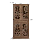 Meuble de rangement haut Okak avec 4 portes en rotin/sculptées, meuble de rangement avec 1 tiroir et 4 étagères intérieures réglables, meuble d'appoint pour salon, chambre à coucher
