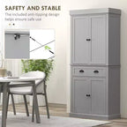 71 Kitchen Pantry Cabinet with LED Lights, 6 Door Shelves, a Drawer and 4 Adjustable Shelves