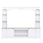 Whisen 91 Media Console, Arched Entertainment Center Wall Unit, Farmhouse TV Stand with Bookshelf, Wood Grain for TVs Up to 70