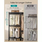 SONGMICS Clothes Rack, Heavy-Duty Wardrobe Closet Organizer with Hanging Rails and Shelves, Total Load 297 lb, Easy Assembly, Ink Black