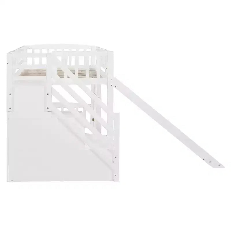 Luxystar Twin Size Loft Bed With Slide and Storage Stairs for Kids' Room