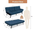 Convertible Futon Sofa Bed with Adjustable Backrest & Removable Armrests