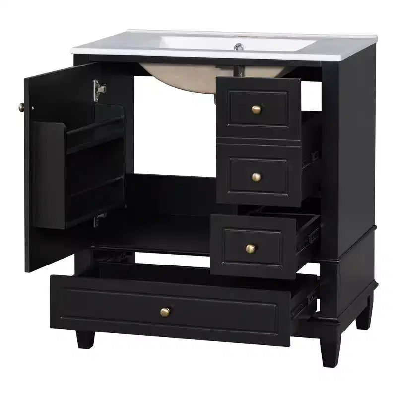 30 Bathroom Vanity Sink Combo, Bathroom storage Cabinet with Drawers and Shelf, Single Sink Bathroom Vanity