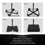 15-foot Rectangular Crank Double-sided Outdoor Market Umbrella Solar LED Lighted Patio Umbrella with Base Included