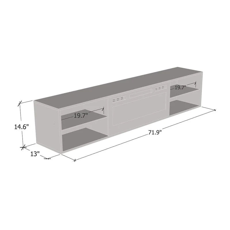 Wall Mounted Electric Fireplace 72 TV Stand