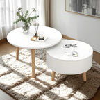 Black White Modern Round Wood Coffee Table with Storage