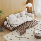 JASIWAY Modern Solid Wood Upholstered Cotton Linen Sofa