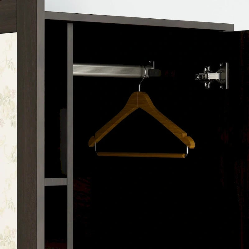 Armoire à deux portes avec miroir, blanc/brun foncé, 31,5L x 72H po – 31,5L x 72H po