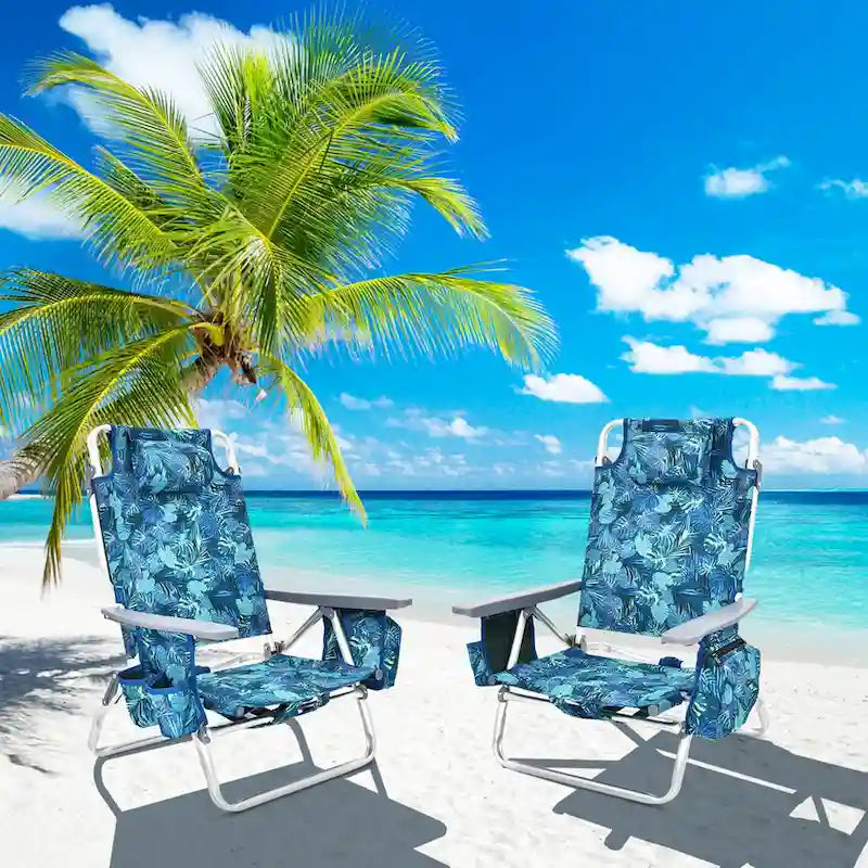 Costway 4-Pack Folding Backpack Beach Chair 5-Position Outdoor - See Details