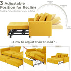 AECOJOY 3-in-1 Sofa Bed Double Sleeper Chair Bed