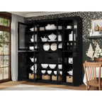 100% Solid Wood Kitchen China Pantry Buffet with Glass or Solid Wood Doors and 2-Drawer Kit 65 x 71.5