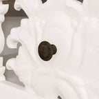 Famapy White Bookcase with Classic Aesthetics:Ornate Hollow Relief Doors & Versatile Storage