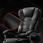 Ergonomic Black Leather Swivel Office Chair with Footrest