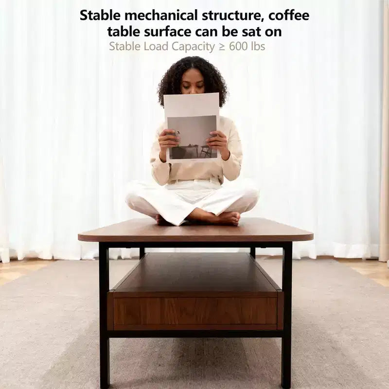 Gaoyangjiaju 47.2 Inch Wooden Coffee Table with Storage Drawers