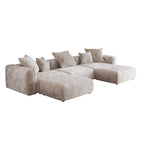 141.73 Modular Sectional Sofa, Corduroy U Shaped Sofa Couch with Ottomans