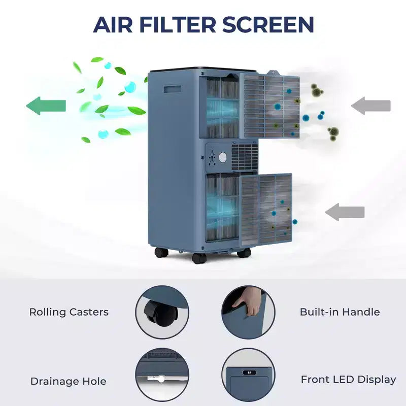 Costway 5000 BTU (8000BTU ASHRAE) Portable Air Conditioner with Remote Control 3-in-1 Air Cooler w/ Drying
