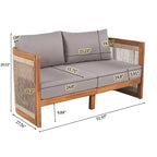Christopher Knight Home Crune 6 Piece Outdoor Acacia Wood Curved Tub Design Seating Set with Woven Rope