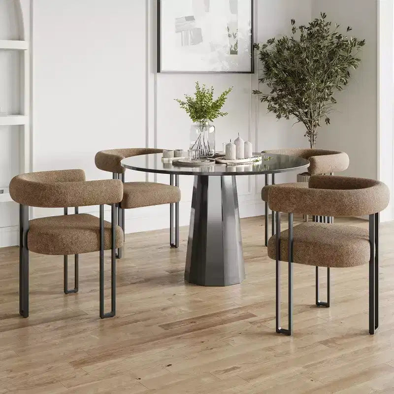 Lot de 2 chaises de salle à manger rondes modernes TUYOHW, chaises de salle à manger rembourrées avec siège coussiné et cadre en métal robuste