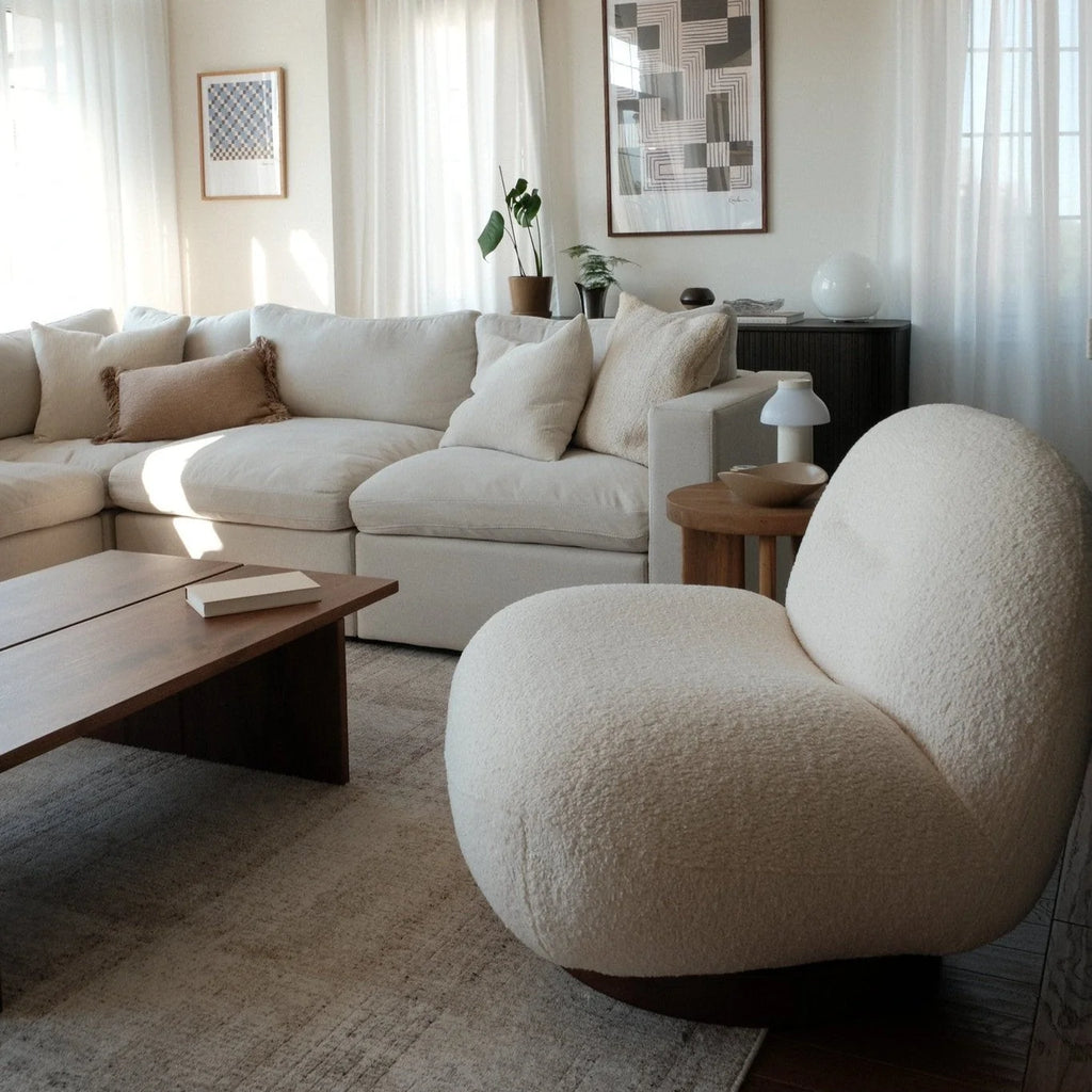 Minimalist Lounge Chair with Swivel, Round