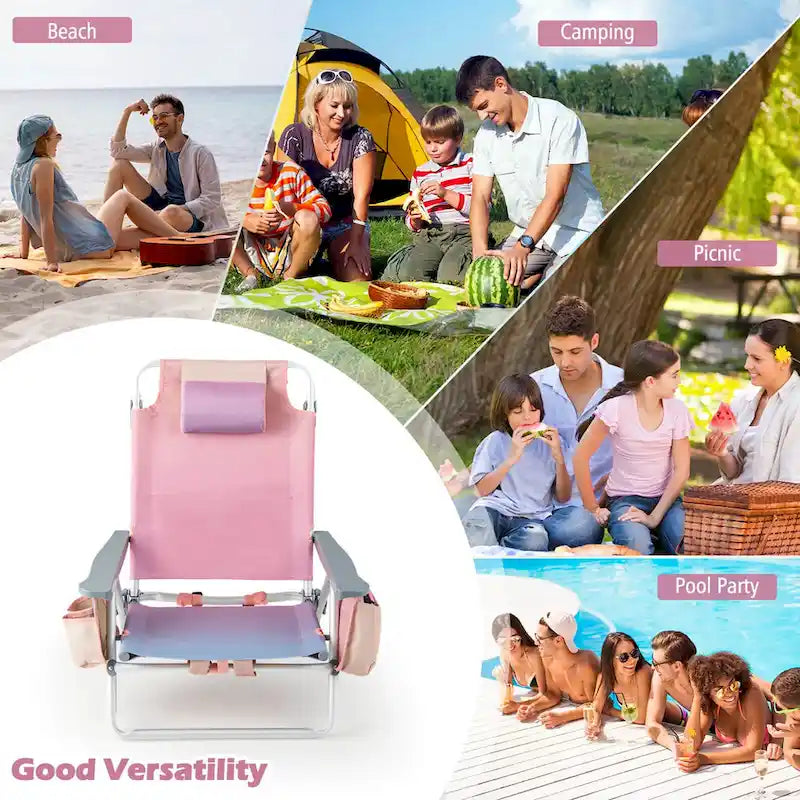 Costway 4-Pack Folding Backpack Beach Chair 5-Position Outdoor - See Details