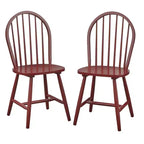 Buylateral Set of 2 Farmhouse Solid Wood Spindle Windsor Dining Chairs