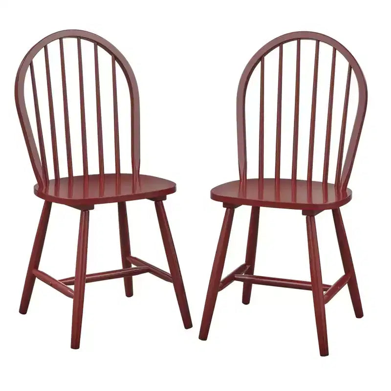 Buylateral Set of 2 Farmhouse Solid Wood Spindle Windsor Dining Chairs