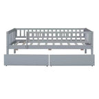 Twin Size Low Daybed with Storage Drawers, Wood Twin Platform Bed Frame with Rails for Boys and Girls Bedroom