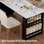 82.7 Wooden 4-6 Person Kitchen Island with Extendable Dining Table and Double-sized Storage