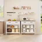 Buffet de cuisine avec 2 tiroirs, meuble de rangement, console de café, meuble d'entrée en bois avec placard à double porte