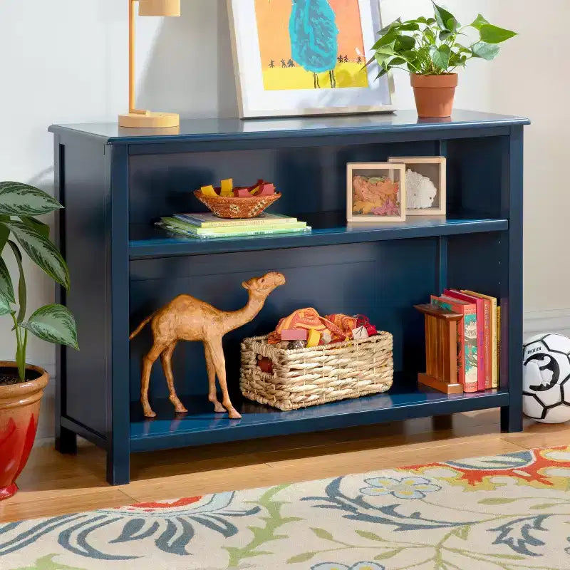 2-Shelf Pine Wood Bookcase 38x12x42, Adjustable Shelves for Bedrooms or Playrooms