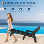 Lot de 2 chaises longues pliantes réglables 5 positions en PEHD, transats d'extérieur avec porte-gobelet, roulettes, accoudoirs, résine durable