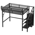 Okak 94IN Twin Size Loft Bed with Wardrobe, Twin Bed with Storage Shelves and Basket, Bed Frames for Bedroom, Dormitory