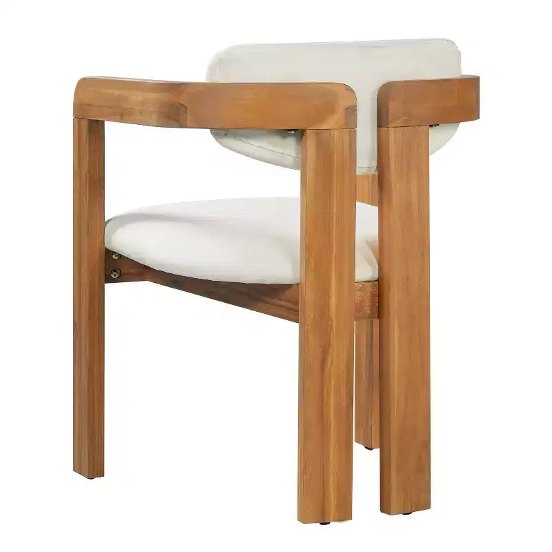 ModernLuxe 5pcs Outdoor Acacia Wood Round Dining Table Set, 47 Patio Table with 4 Cushioned Barrel Chairs for Garden/Patio/Backyard