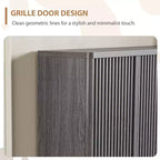 Shoe Cabinet with Fluted Door, Adjustable Shelves for Entryway Living Room
