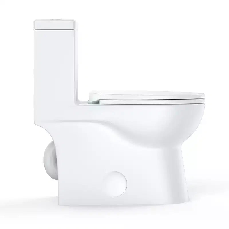 Toilette Commerciale Allongée Double. Hauteur Confort 16 avec Abattant à Fermeture Douce. Blanc