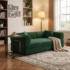 FurnitureR Convertible Sofa Bed with Rolling Side Table Set, Modern Corduroy Couch with Movable Snack Table for Living Room, Apartment, Small Space