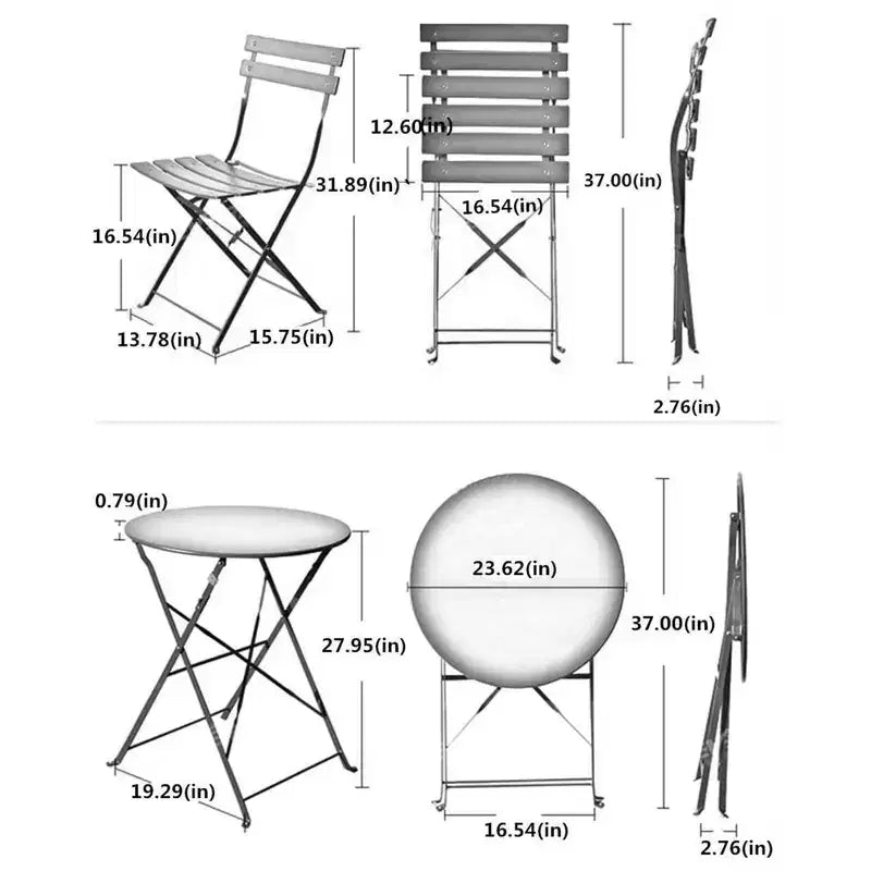 Outdoor Three-Piece Portable Folding Table and Chair Set