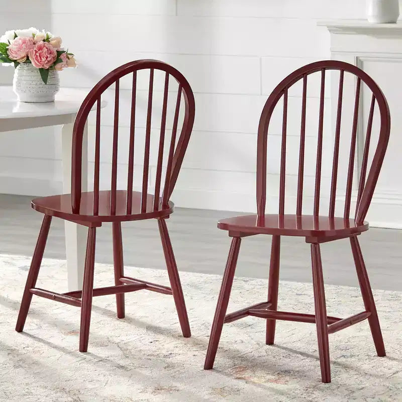 Buylateral Set of 2 Farmhouse Solid Wood Spindle Windsor Dining Chairs