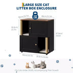 Double Cat Litter Box Enclosure for 2 Cats  Hidden Dual Litter Cabinet, Mark Mats & Sisal Post, Dog-Proof Modern End Table, Large Storage Cat House