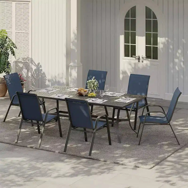 Patio Chairs,Outdoor Stackable Dining Chairs Set of 4/6 All Weather Lightweight Textilene Outdoor Chair Sets with Armrests for Backyard,Pool Deck