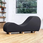 Avana Chaise Lounge Chair for Stretching and Relaxation, Hevea Wood Feet, Faux Leather - Submarine Grey