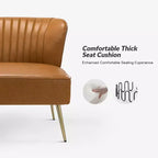 47 Contemporary Wingback Loveseat, Armless 2-Seater Sofa with Metal Legs for Living Room or Bedroom